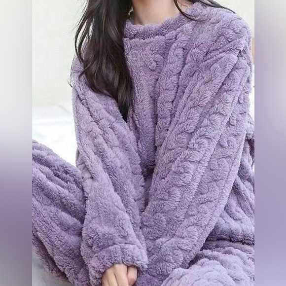 Cozy Teddy Long Sleeve Top Pants Pajamas Set - Picture 1 of 10